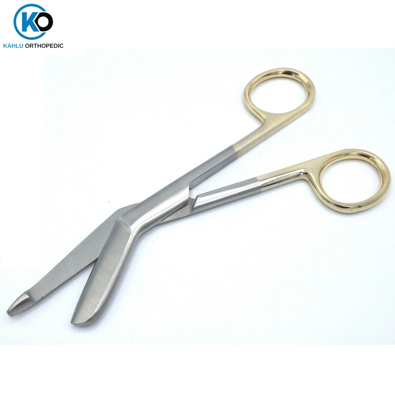 Lister Bandage Scissors 5.5 + 4.5', One Serrated Blade, Gold Handle Orthopedic Surgical Plaster Scissors By KAHLU ORTHOPEDIC