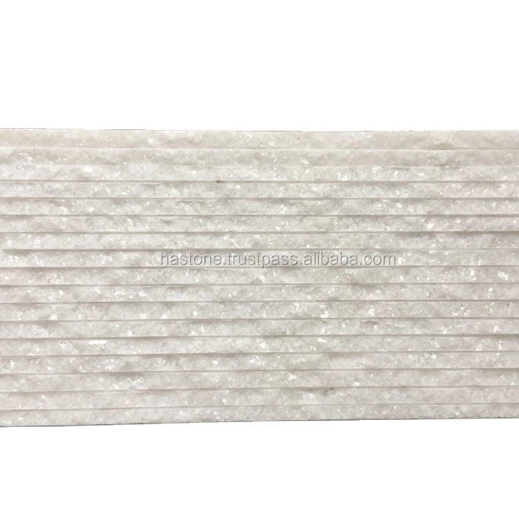 CRYSTAL WHITE Calcite Marble Tile Machine-Cut Sawn and Chiseled Modern Design To-Size Cut for Villa Kitchen Floor Projects