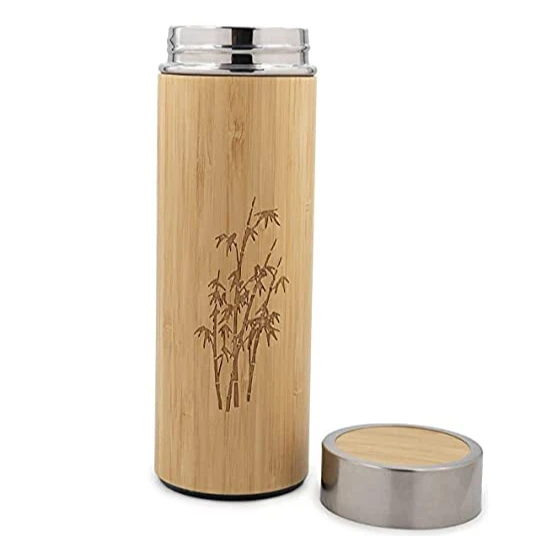Handmade Young Bamboo Bottle with Stainless Steel Vacuum Insulated Flask Water Storage Bottle BY KSN