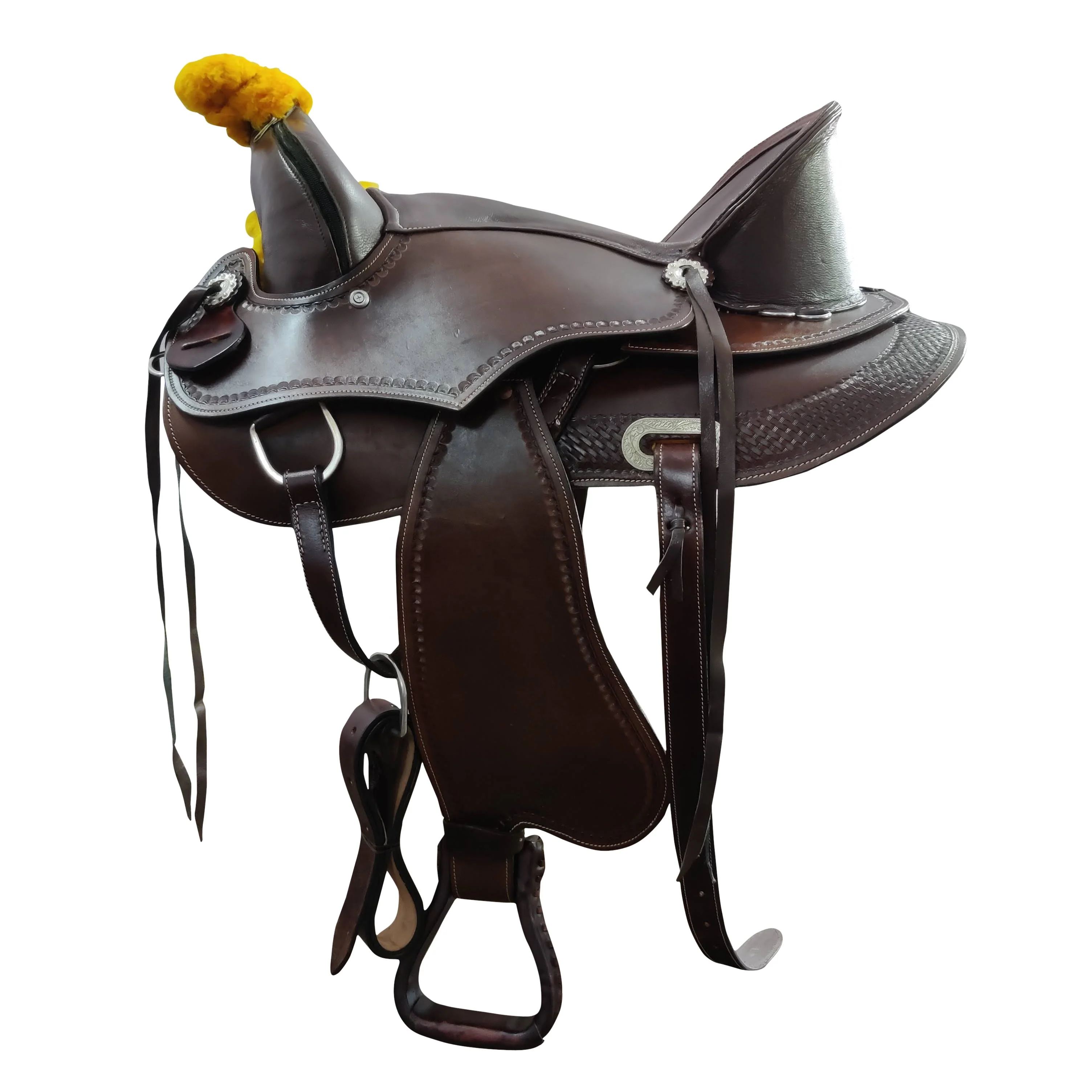 Hand made horse western saddle with tooled design leather horse western saddle