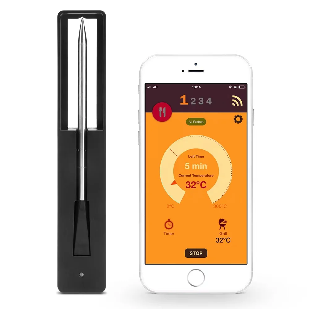 Hot Seller BBQ Oven Grill Kitchen Smoker Rotisserie Bluetooth meater Thermometers Digital Smart Wireless Meat Thermometer