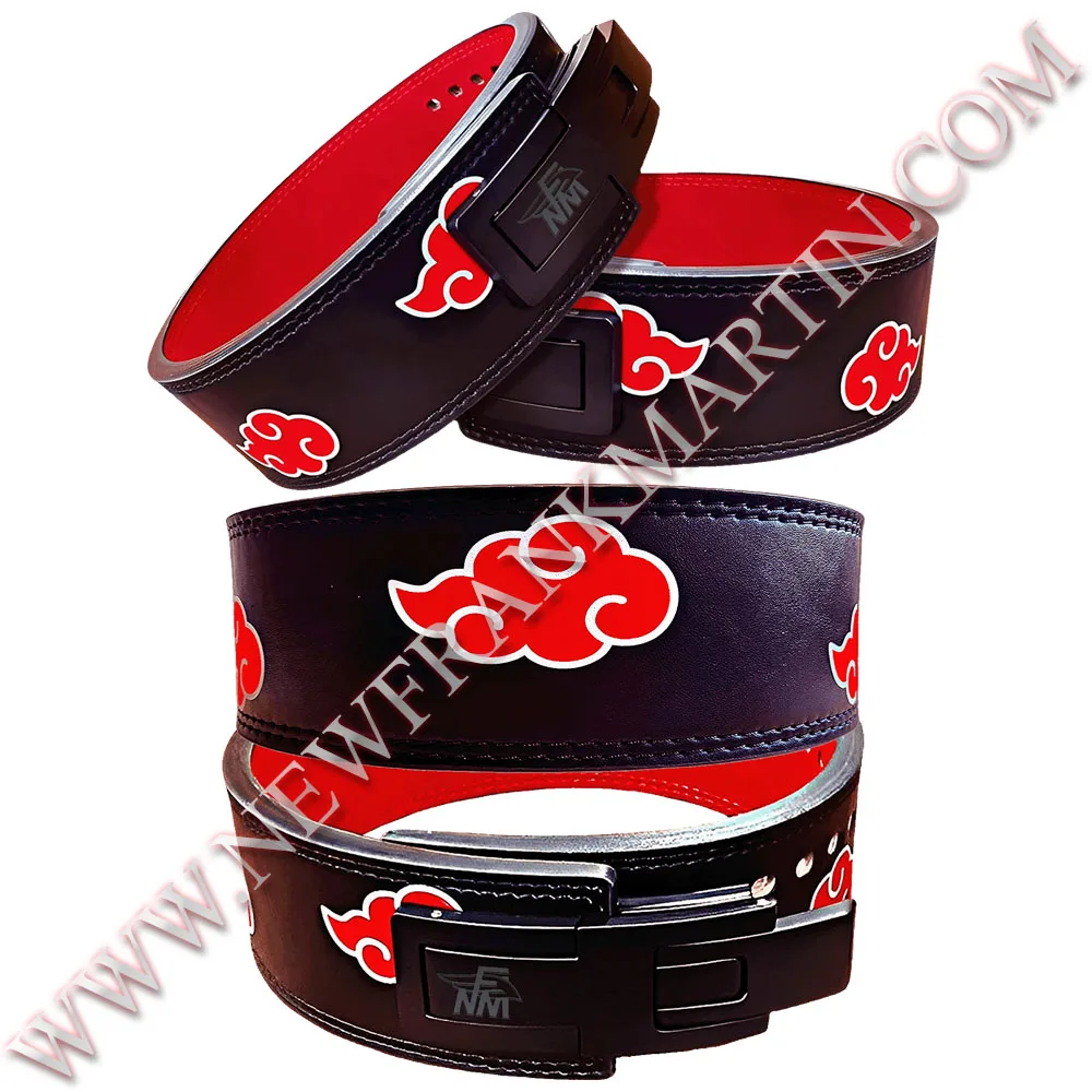 NFM Anime Weightlifting Belt Character Akatsuki Cloud Print Lever Buckle Power Lifting Gym Training Leather OEM ODM Custom Logo