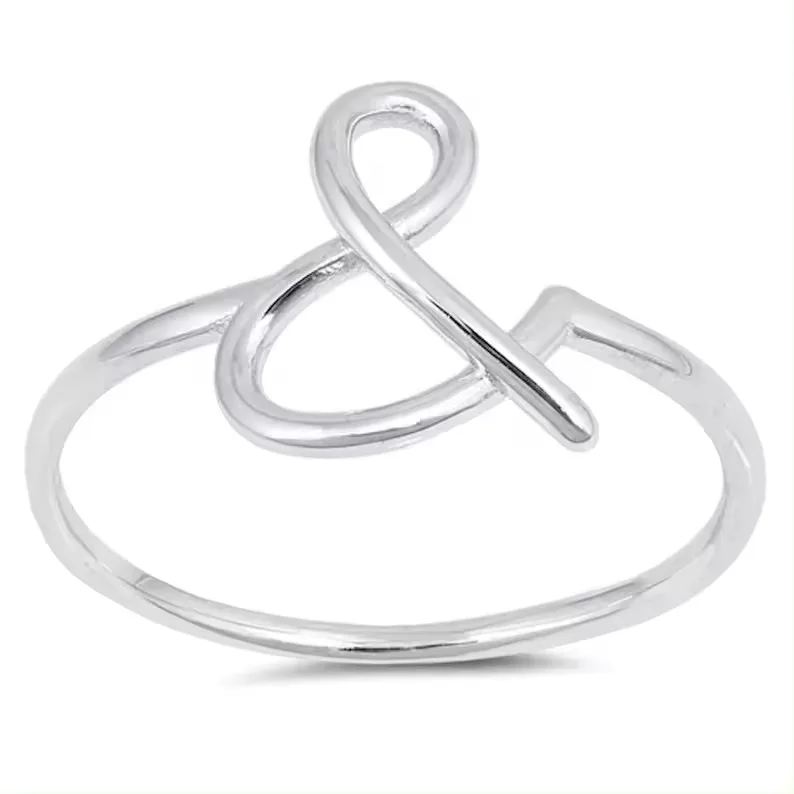 Fashion Luxury Jewelry Gold Plated Ring Simple Design 925 Sterling Silver Handcrafted Ampersand Plain Silver Ring