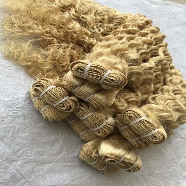 Raw Brazilian Indian Temple Virgin Unprocessed 613 Blonde 26 Deep Curly Bulk No Tangling No Shedding Human Hair Extension Bundle