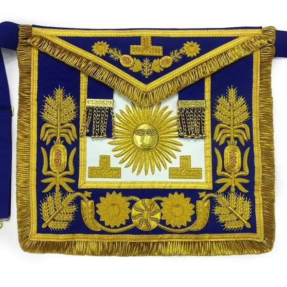 Factory Custom Made Freemason Embroidered Masonic Regalia Leather Degree Members Apron LR489 Grand Lodge Mason Apron