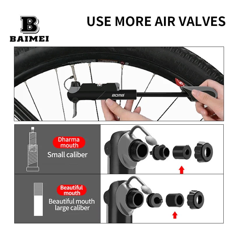 BM Bicycle pump portable lightweight aluminum alloy bike mini pump mountain bike tire pump