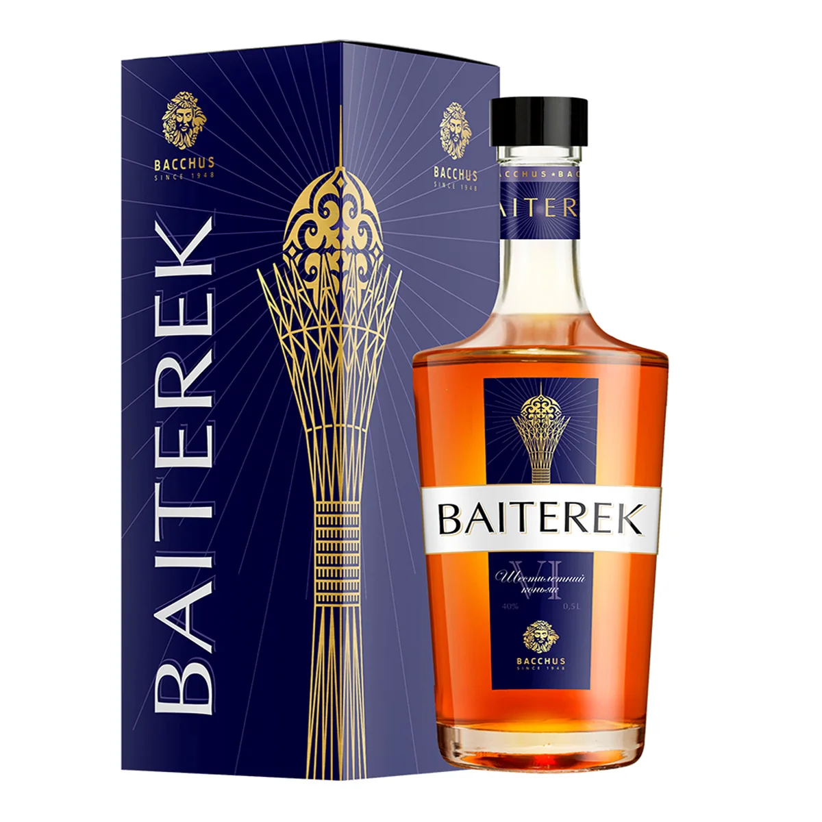 Premium cognac nice golden color seasoned Kazakh 0.5 l, 40% alc. with a soft and long aftertaste