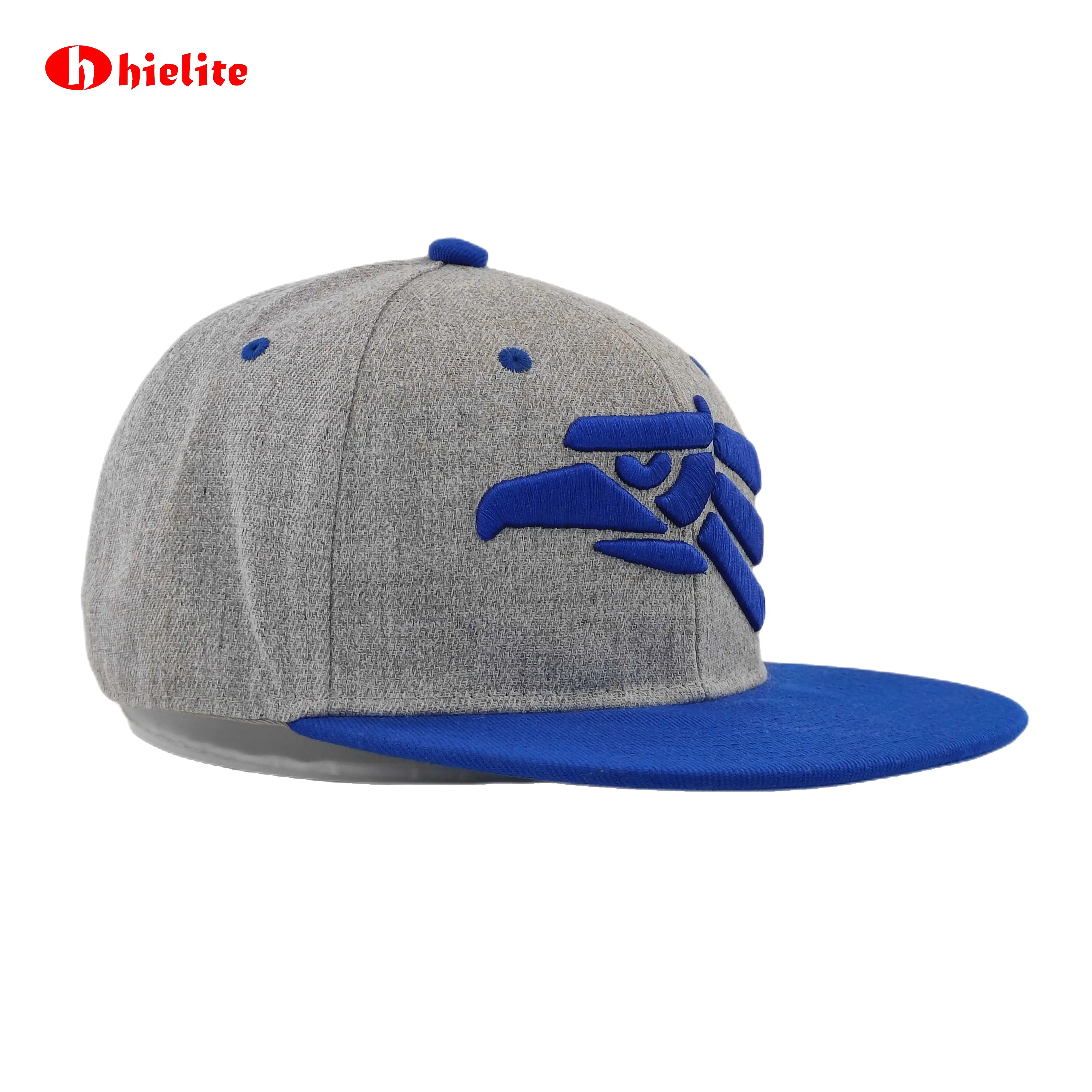 Snapback Caps 6 Panels Fashionable High Quality Wholesale Customized Three Styles Grey Cotton Logo Flat Brim Sports Caps
