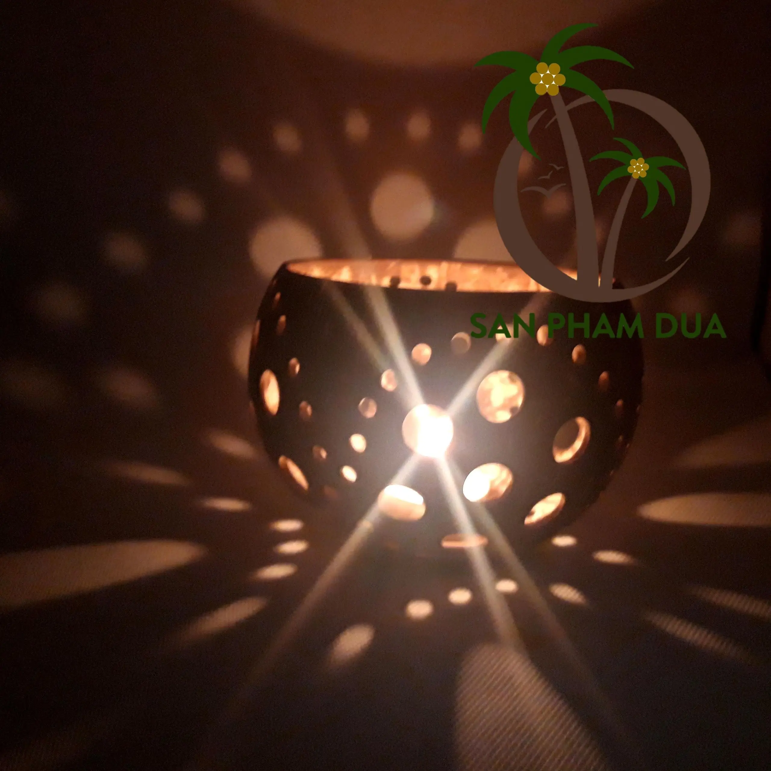 HANDICRAFT LAMP COCONUT SHELL LANTERN NATURAL CRAFT HANDMADE COCONUT SHELL LAMP GARDENING HOME DECORATION