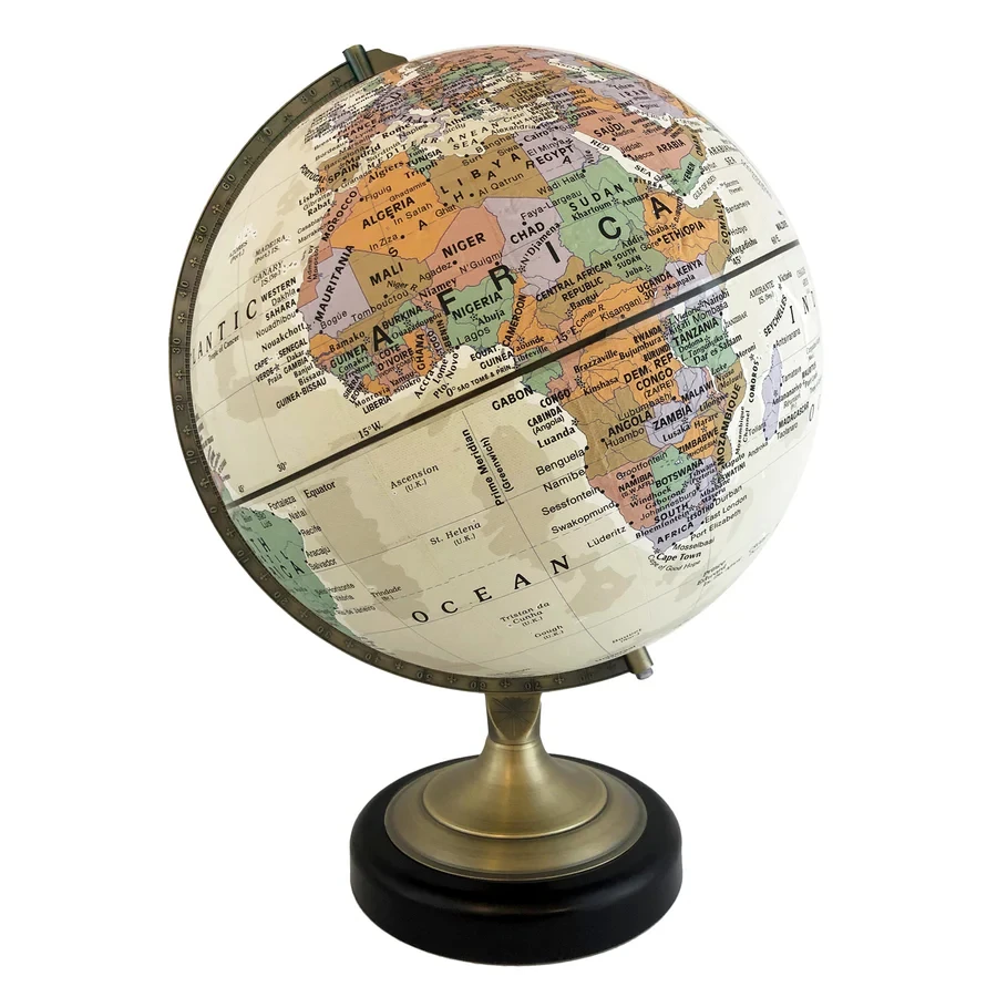 Mini Vintage World Globe for Adults & Kids Antique Wooden Stand Metal Desktop Decorative Globe for Home & Office Art Style