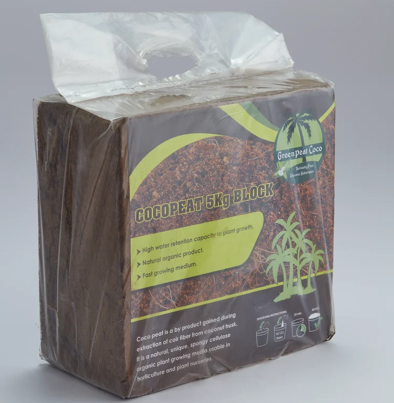 Top selling 100% Natural Cocopeat 5KG Block for Planting suitable for Green houses, Hydroponic farms