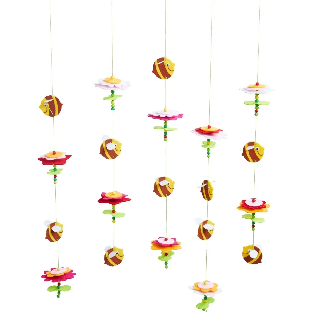 Amazon hot selling item Brand name Wooden Felt threading bees handicraft set for 5 chains  DIY Toy