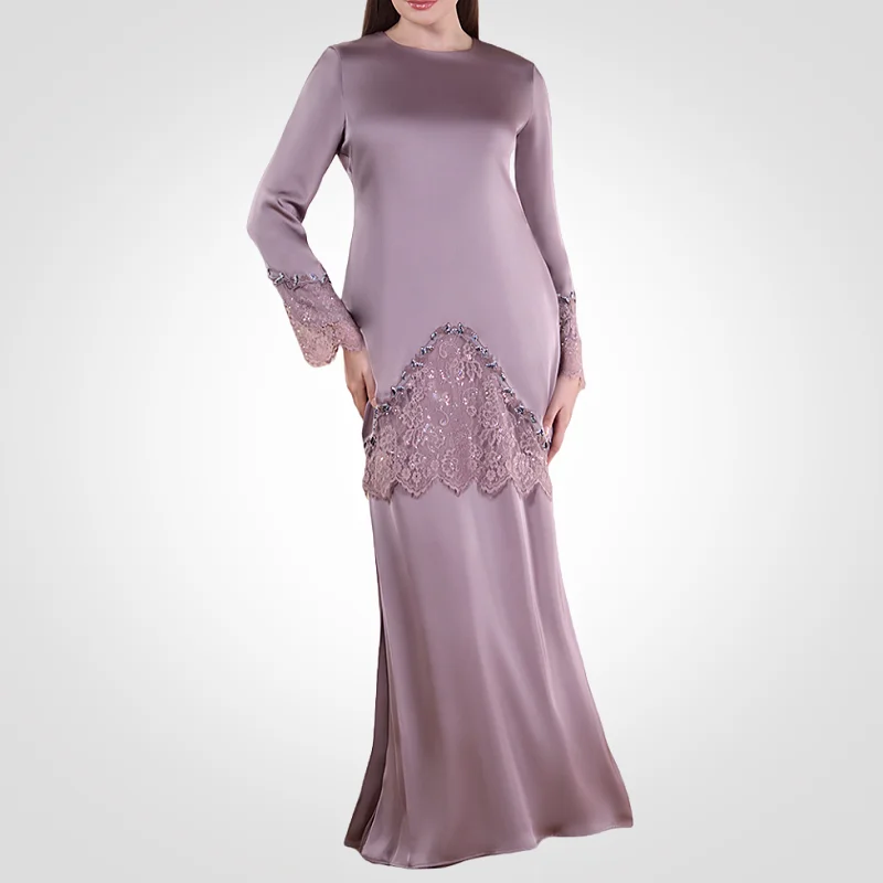 Sipo High Quality Oem Odm Muslim Dress Clothing With Lace At Sleeve And Border Malaysia Baju Kurung Women