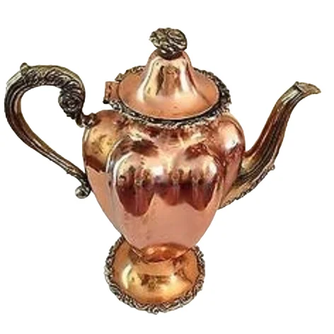 Hot Selling Pure Copper Antique Finishing Tea Kettle with Insulated Handle Premium Look Embossed Design Drinkware Utility Items