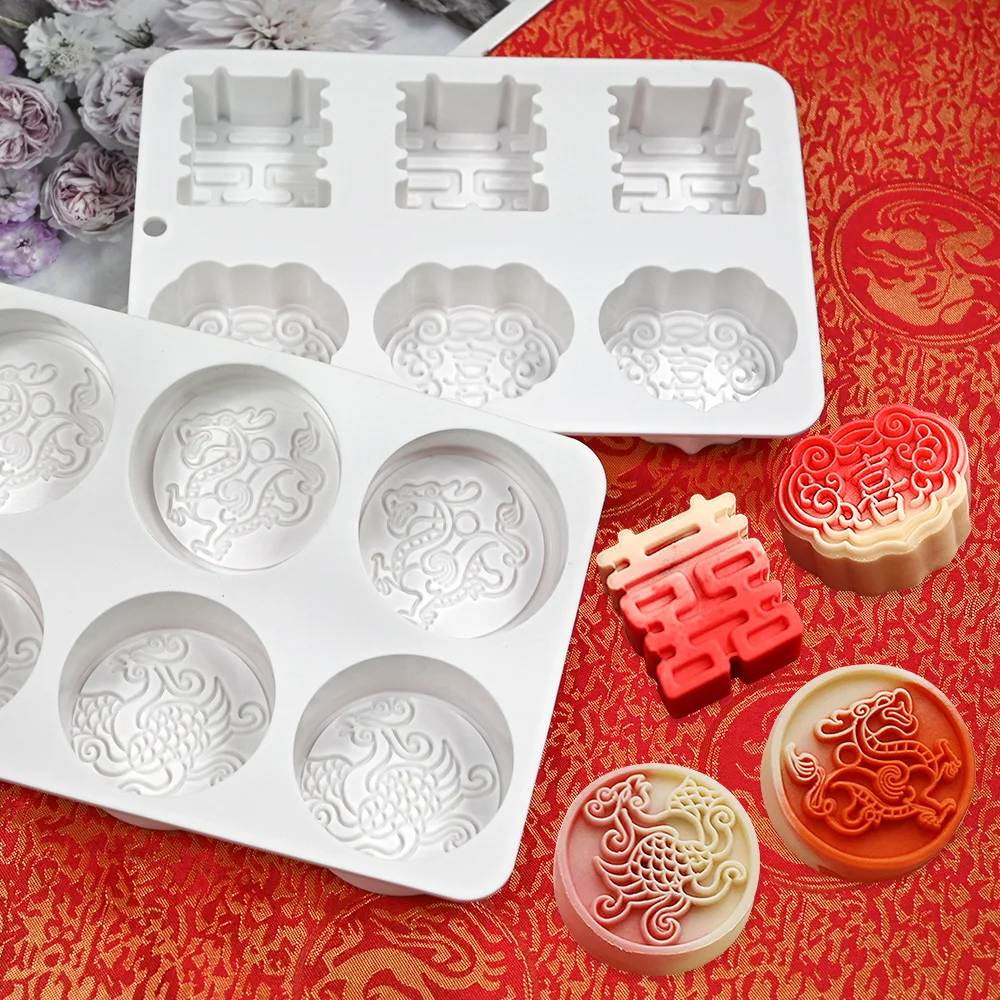 DIY French Dessert Baking mold Jelly Pudding Mold 6 Cavity Flower Shape Mooncake Mousse Cake Silicone Mold