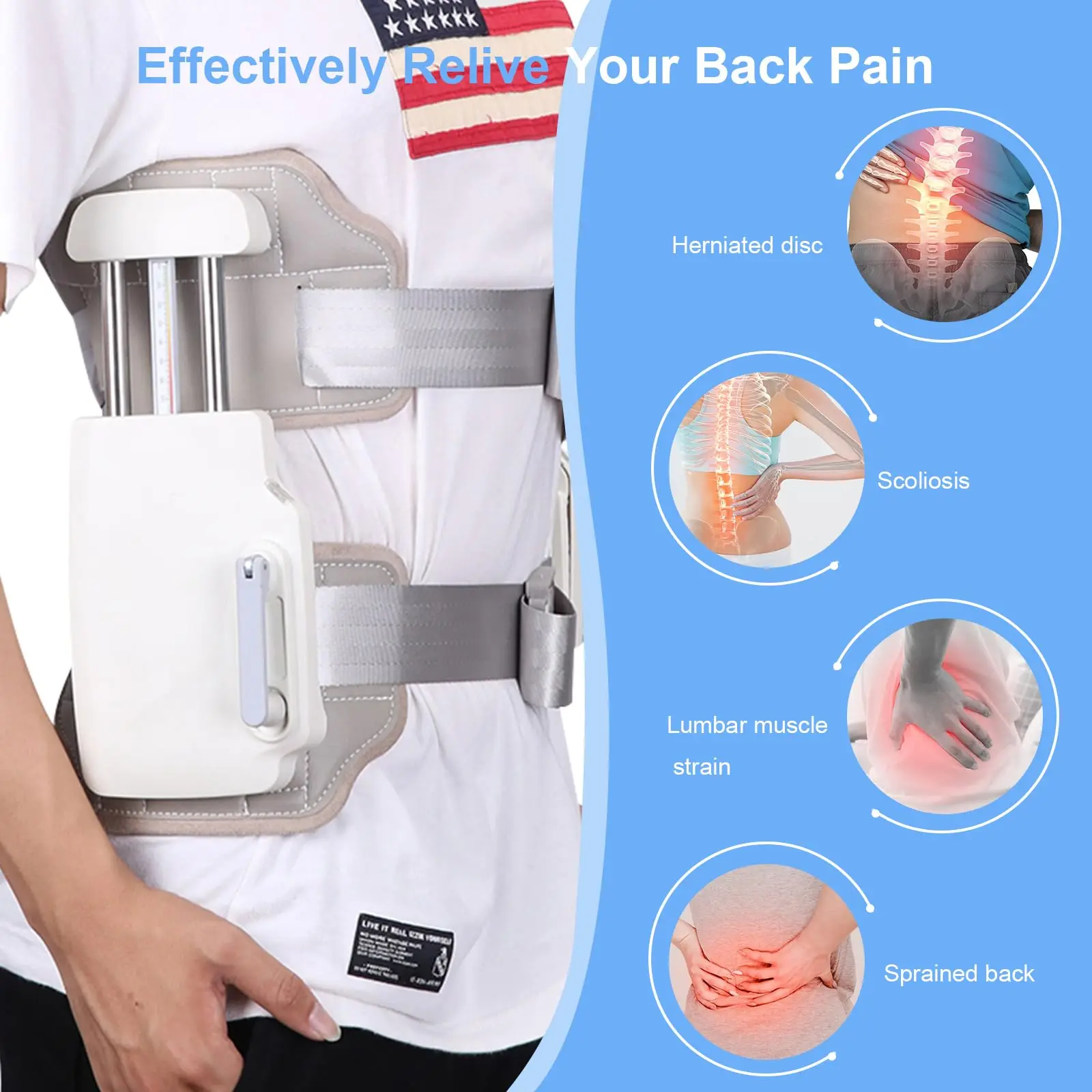 TJ-BM015 Spinal Stretcher Device Support Back Reliever Posture Corrector for Back Spine Pain Relief Waist Back Brace