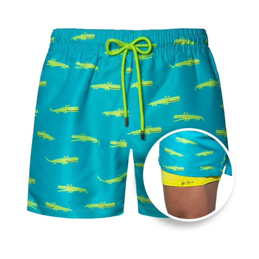 Custom  Printed Summer Quick Dry Loose Swim Board Shorts For men and boys