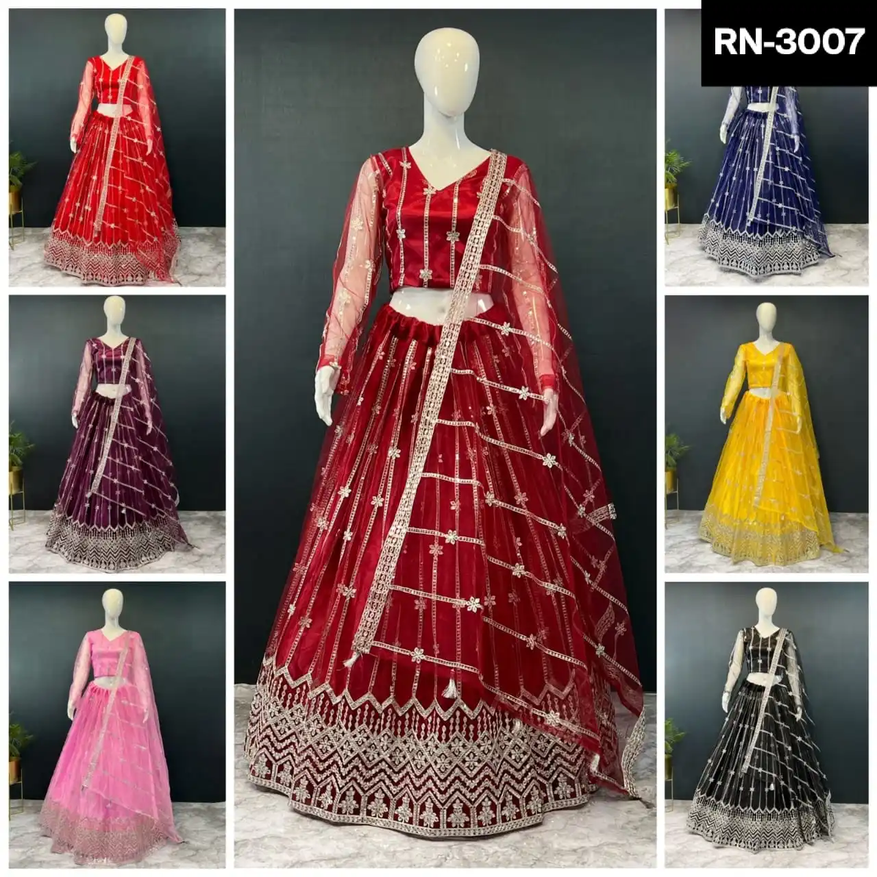 Indian Ethnic Wear Heavy Net Material Lehenag choli with Embroidery and Sequence Work and Can Can Attached in Lehenga for Women