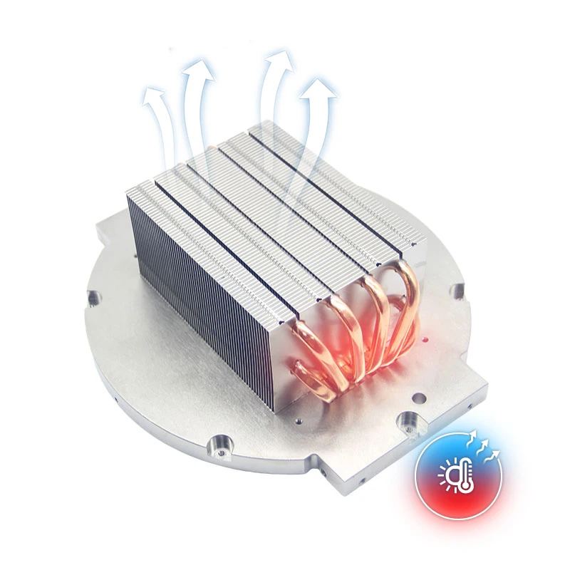 Xinhao OEM Custom High-Power Laser Light CNC Aluminum Plate Heat copper Pipe with Zippered Fins for LED Heat Sinks