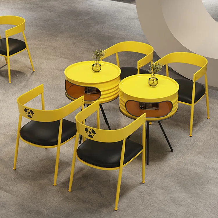 Industrial style restaurant bar table and chair combination cafe dining table and chairs rest area negotiation table