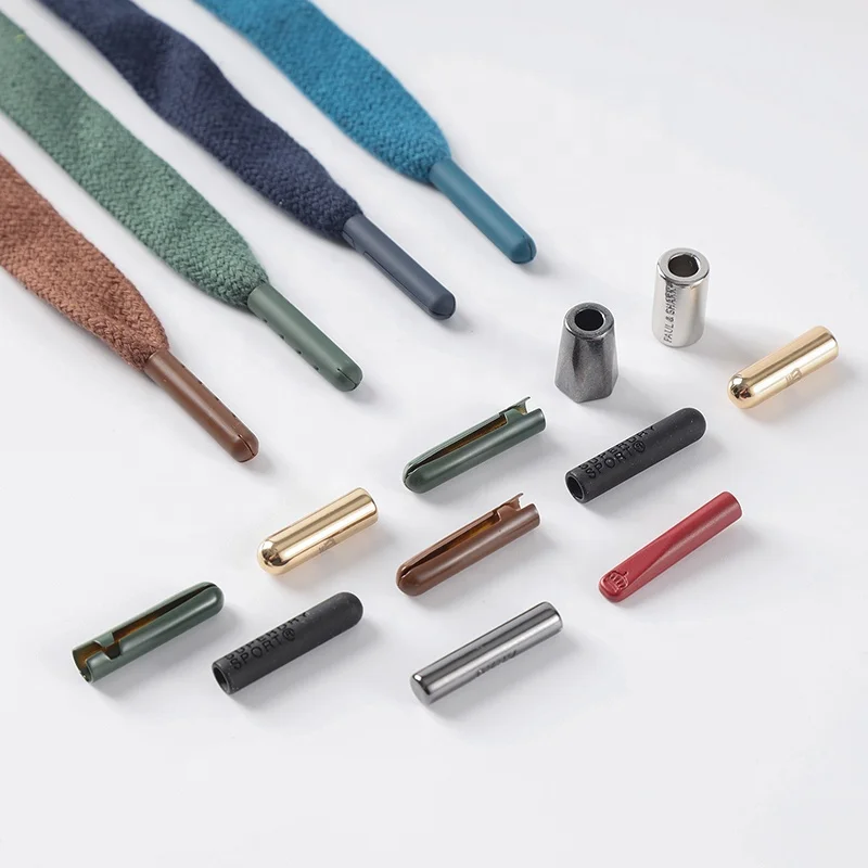 YHG High Quality Engraved Custom Logo Zinc Alloy Brass Metal Name Gold Lock Stopper String Cord End Stopper for Sweatshirt Pants