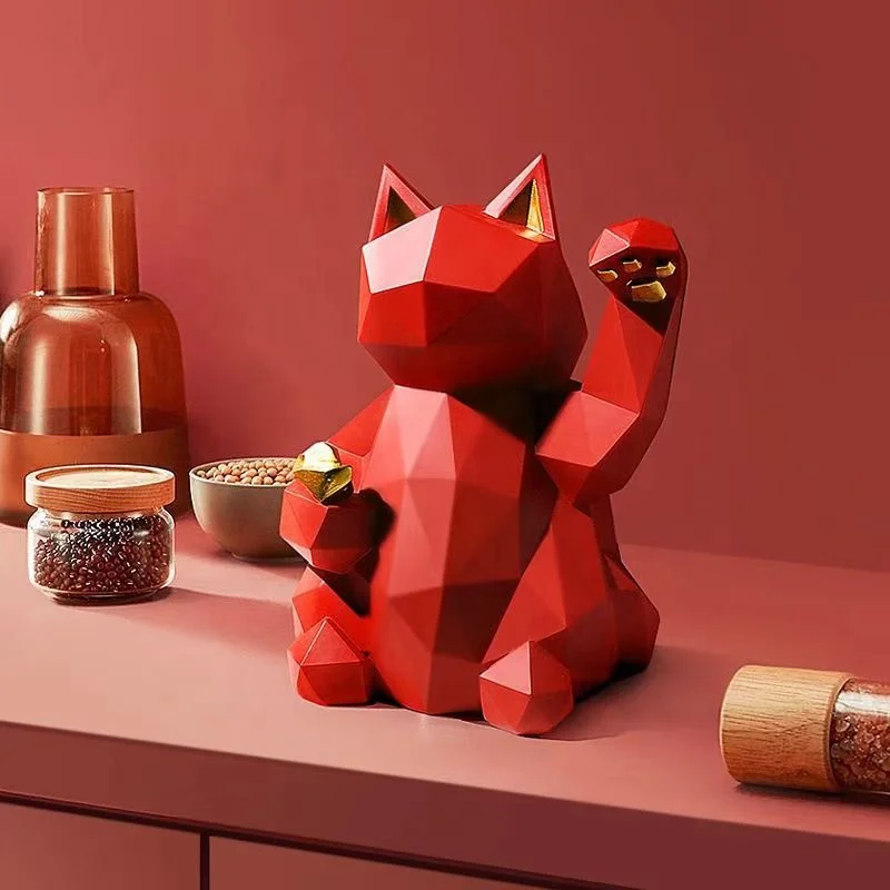 Lucky cat Nordic style Feng shui cat for Living Room, Hotel, Coffee shop or office desk Decoration or gift