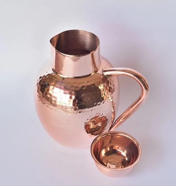Hottest Selling Copper Pitcher with Set of Two Tumbler Customize Hammered Design Copper Jug Glass kitchen accessories