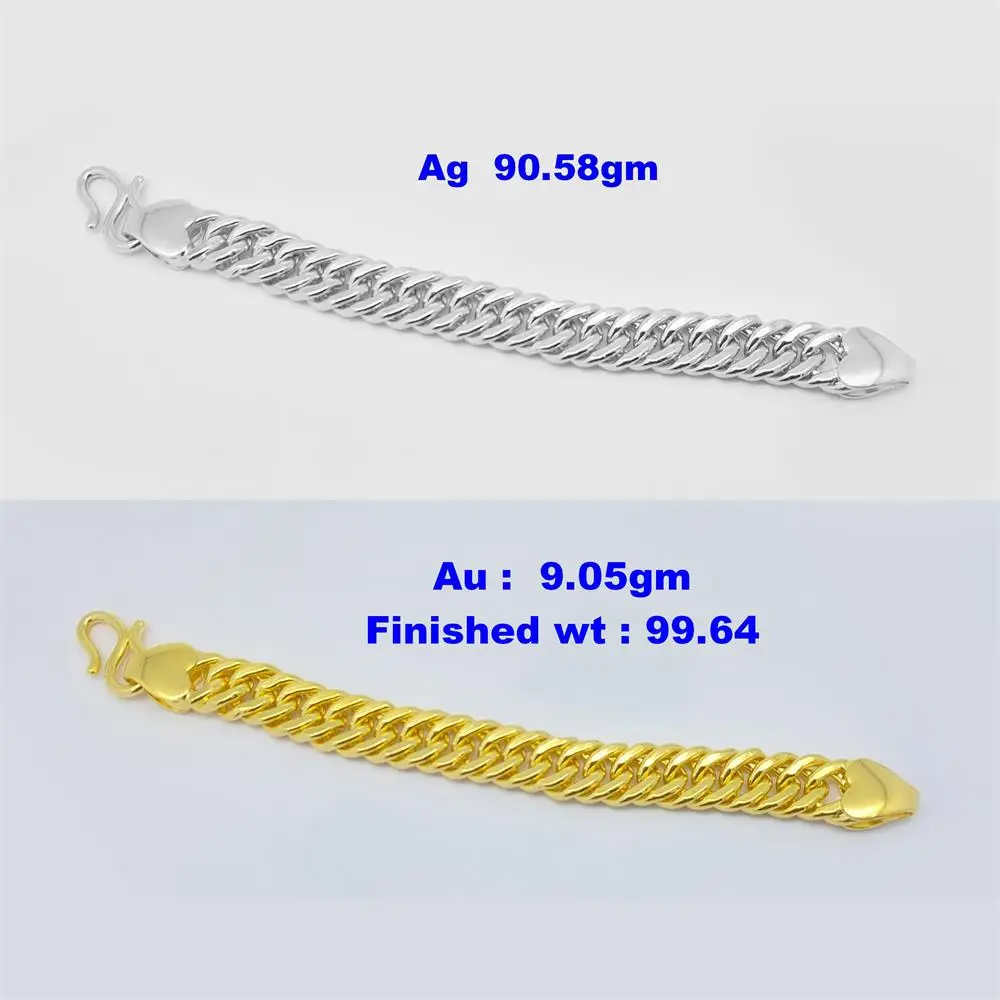 Wholesale Price Fashion Jewelry Men High Quality Silver Gold Filled 16mm Gold Chain 24k Gold Bracelet