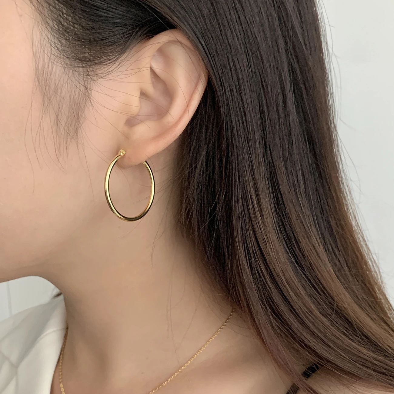 Hotsalle simple Earrings Huggie Jewelry 925 Sterling Silver multiple size 18k gold Hoop Earrings for women