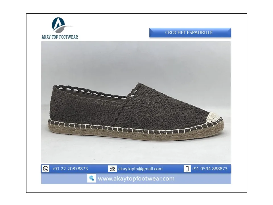 Fashion trend comfortable crochet lace espadrille Unique Light Weighted Breathable Assured Quality 100% Natural Crochet Fabric