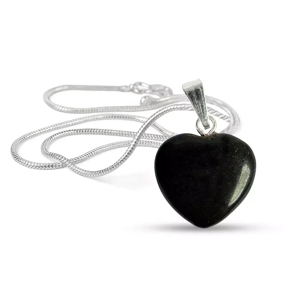 Black Tourmaline Heart Gemstone Pendant