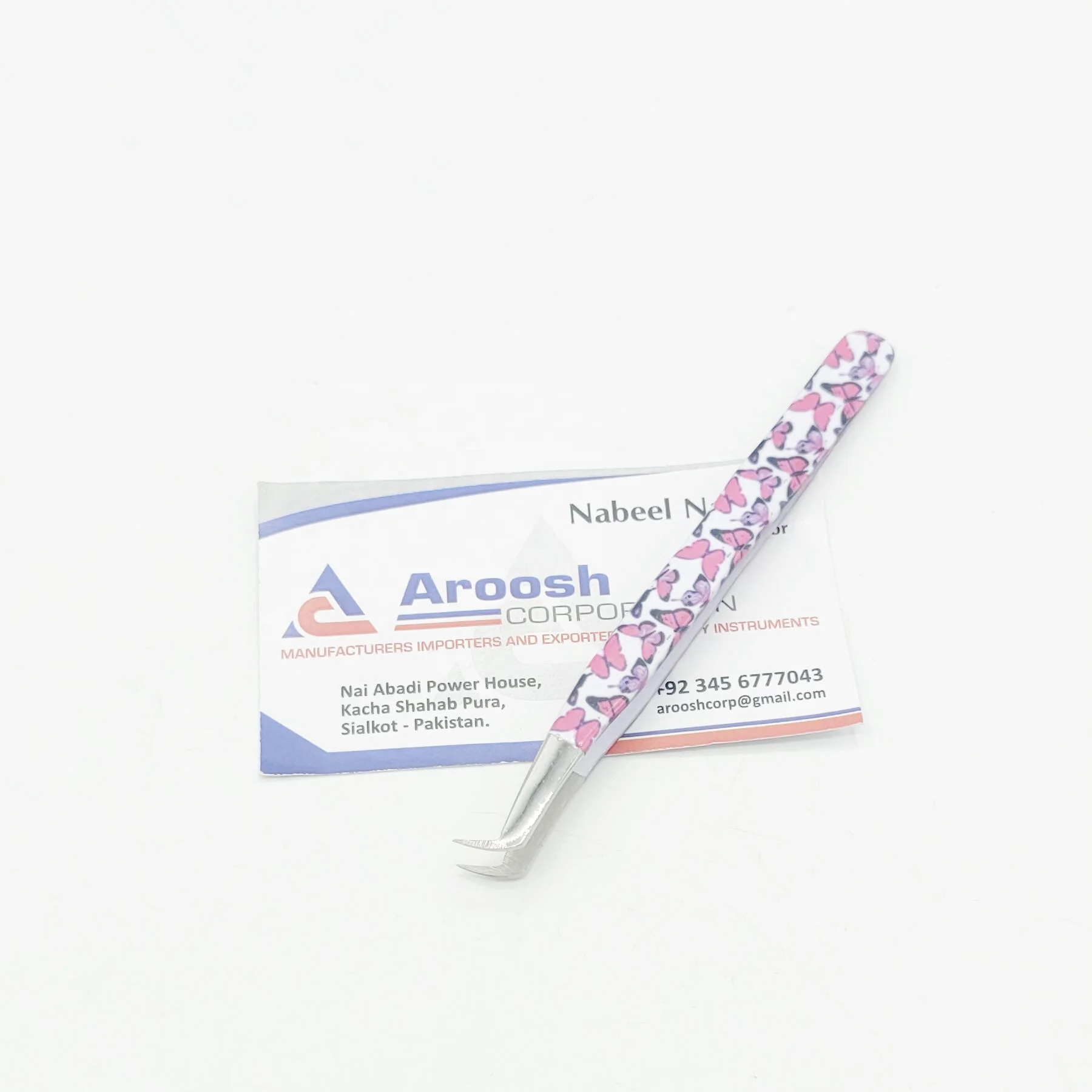 90 Degree Butterfly Paper Print Eyelash Extension Tweezers Wholesale High Quality Stainless steel  Eyelash Tweezers