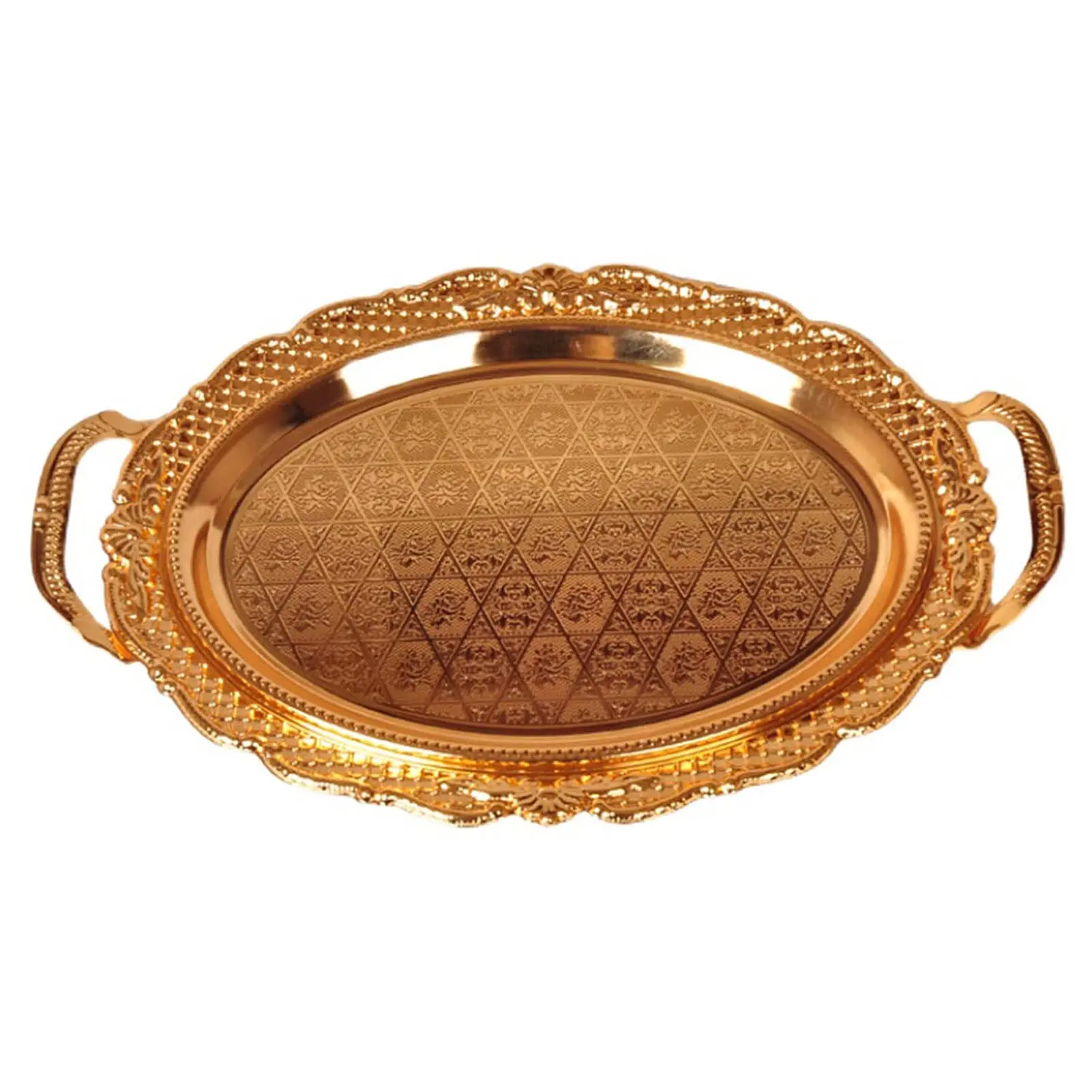 Top Quality Antique Brass Metal Serving Tray in Round Shape Customized Shape At Best Price For Dining Table Decorative