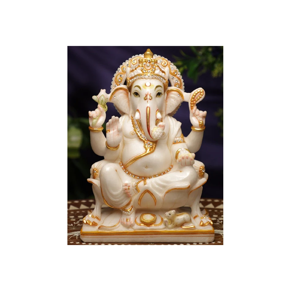 Unique Popular Festival Marble Ganesh Statue beautiful And Fantastic Design High Quality White Stone Made In India