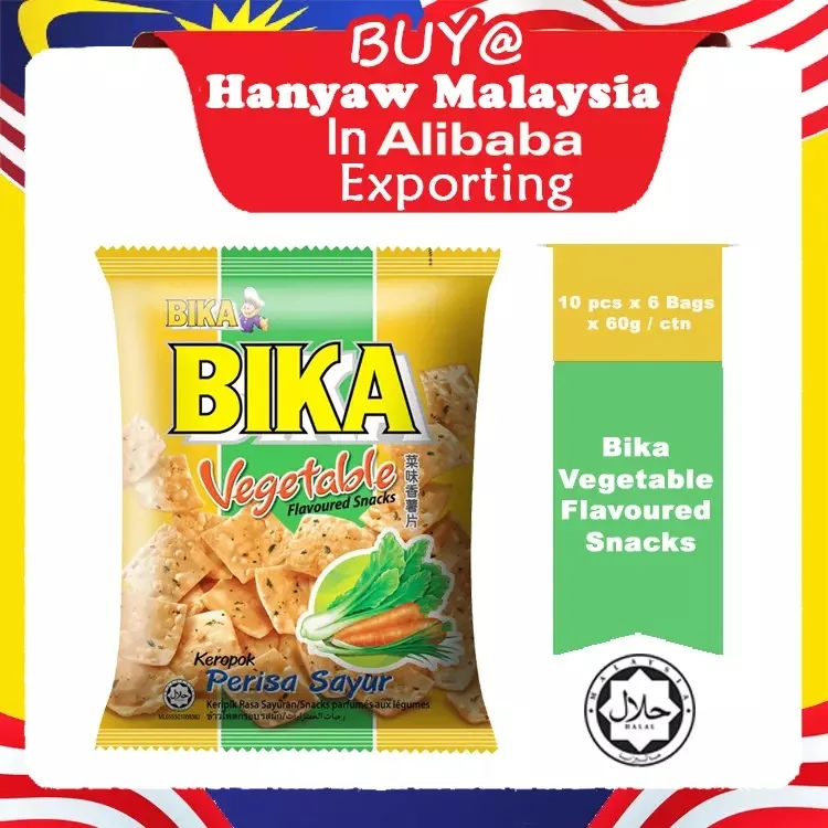 [Malaysia] Fast Shipping + Halal Certified Bika Vegetable Flavoured Snacks ( 10 pcs x 6 Bags x 60g / Ctn )