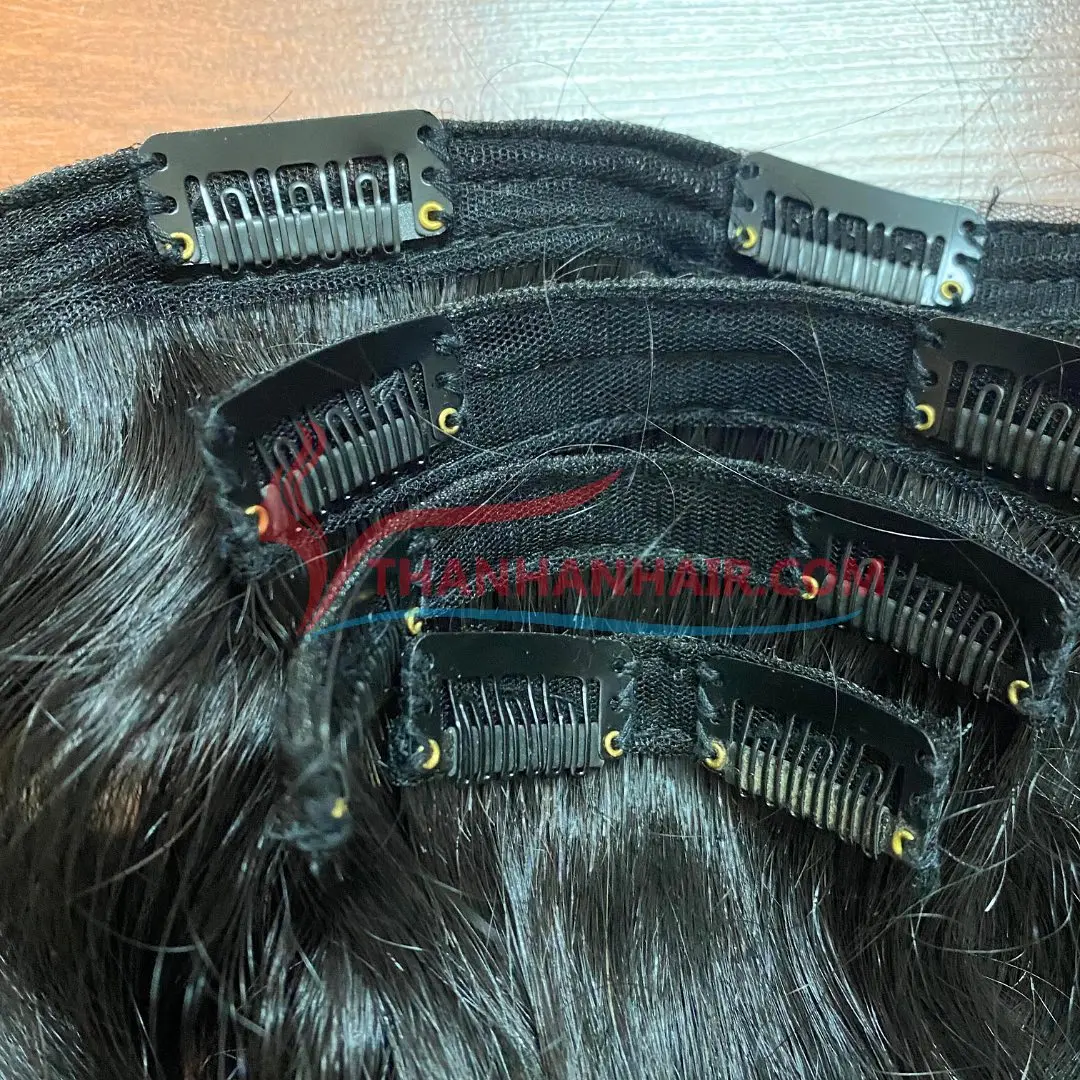 Natural Straight Clip In hair Double Drawn 100% Vietnamese Human Hair Extensions No Shedding No Tangle No Chemicals