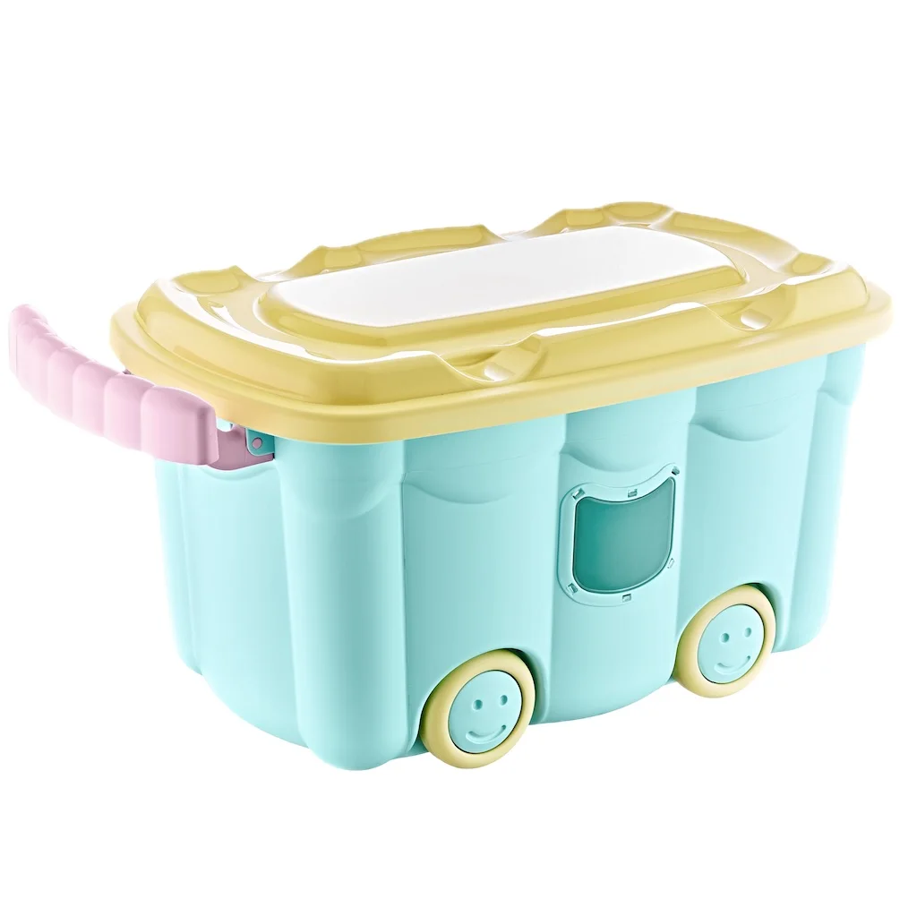 AFOSSA 50L(13.2 Gal)  Stackable Rolling Toy Storage Box with Lid and Handle Durable Plastic Organizer with Wheels Easy Mobility