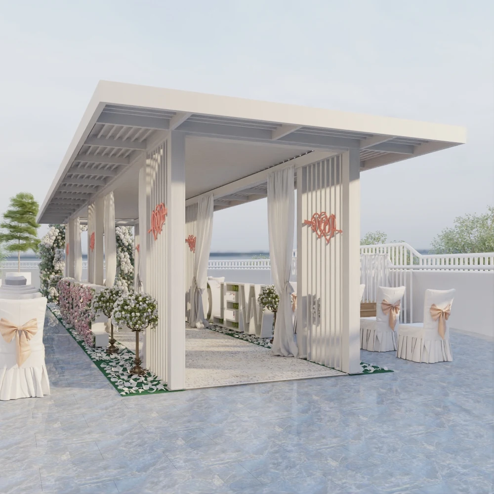 pergolas for outdoor 3x4 6x3 m solar brackets motorized louver aluminium glass pergola shade cover for weddings