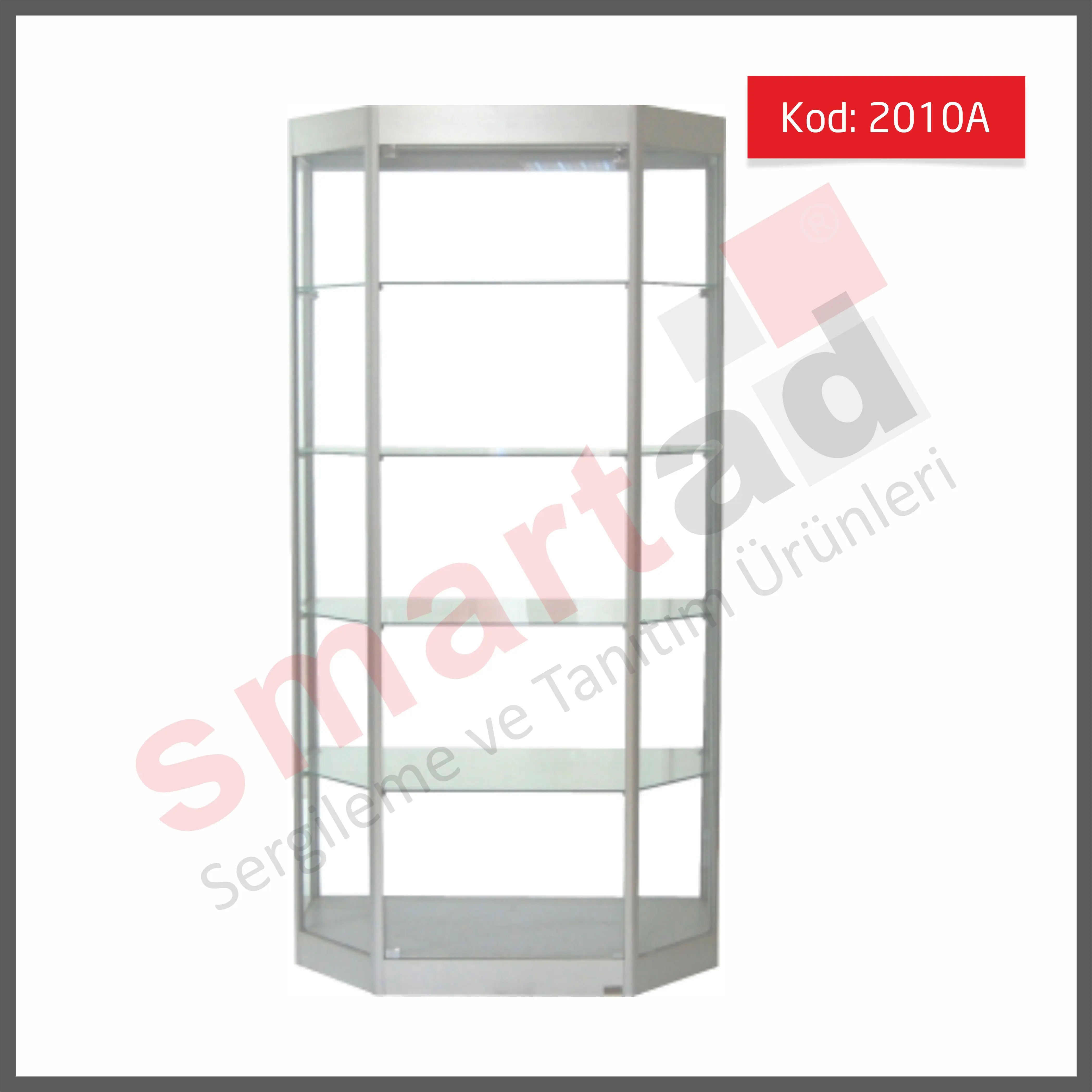 Modern Design Geometric Free Standing Hexagonal Tower Glass Display Cabinets , Aluminum Frame Corner Glass Vitrines