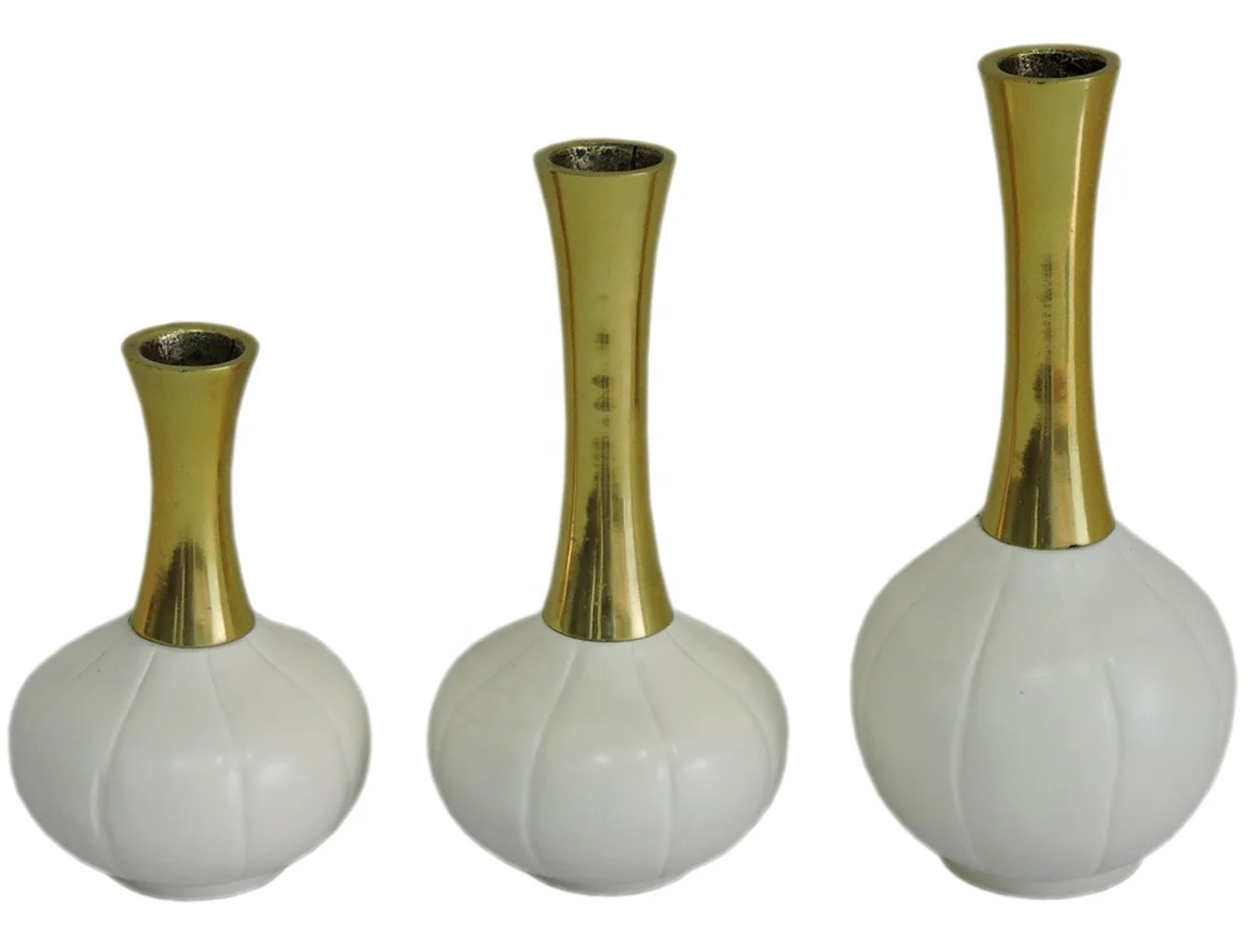 Molds Flower Pots and Planters of Aluminium Metal Home Decor flower pots and vases in white and gold color use for home decor