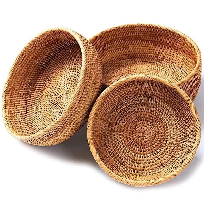 Vietnam Super Manufacture Washable Rattan Straw Wicker Baskets Bamboo Rattan Bowl With Factory Price