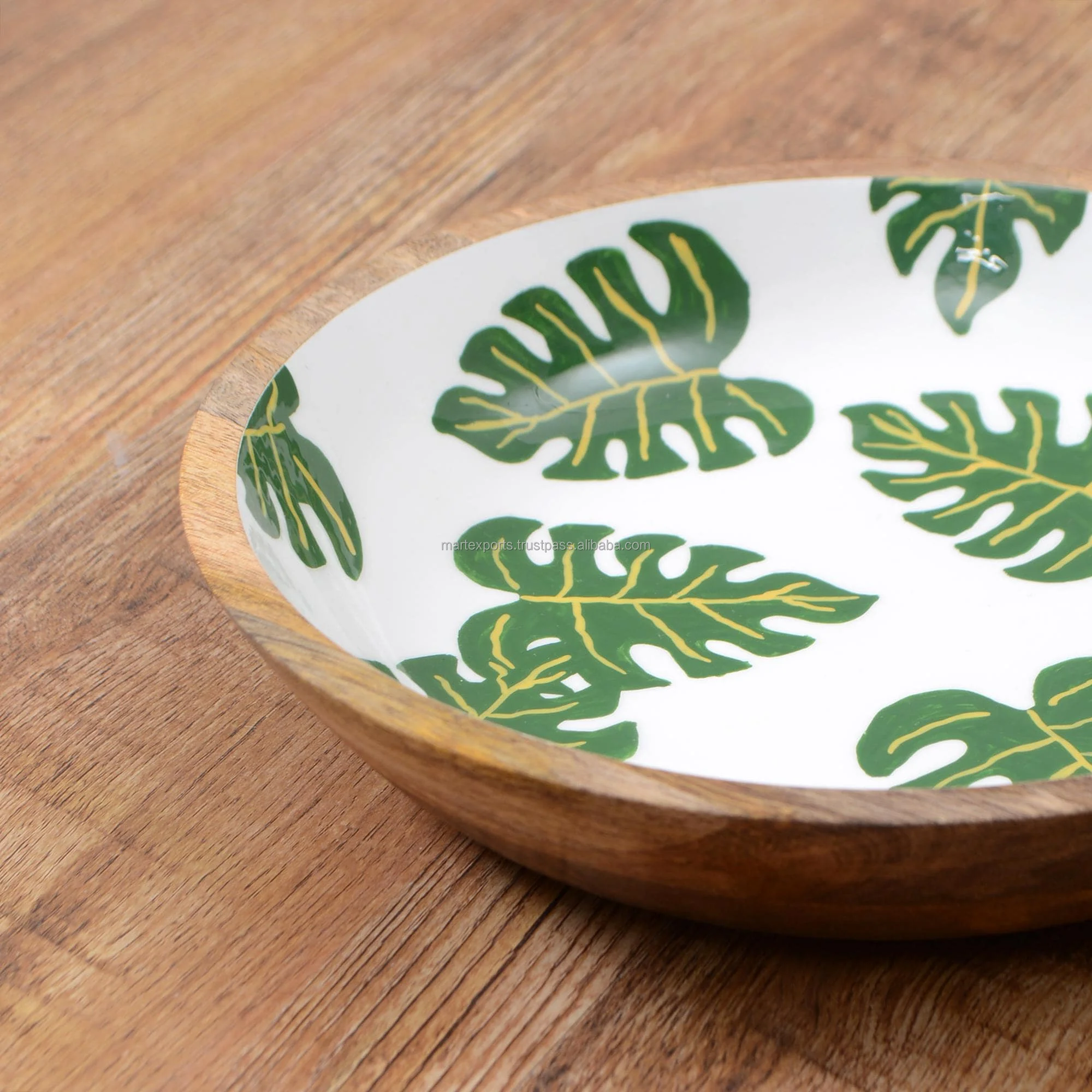 Top Selling Printed Wooden bowls with Enamel Coated for table decoration