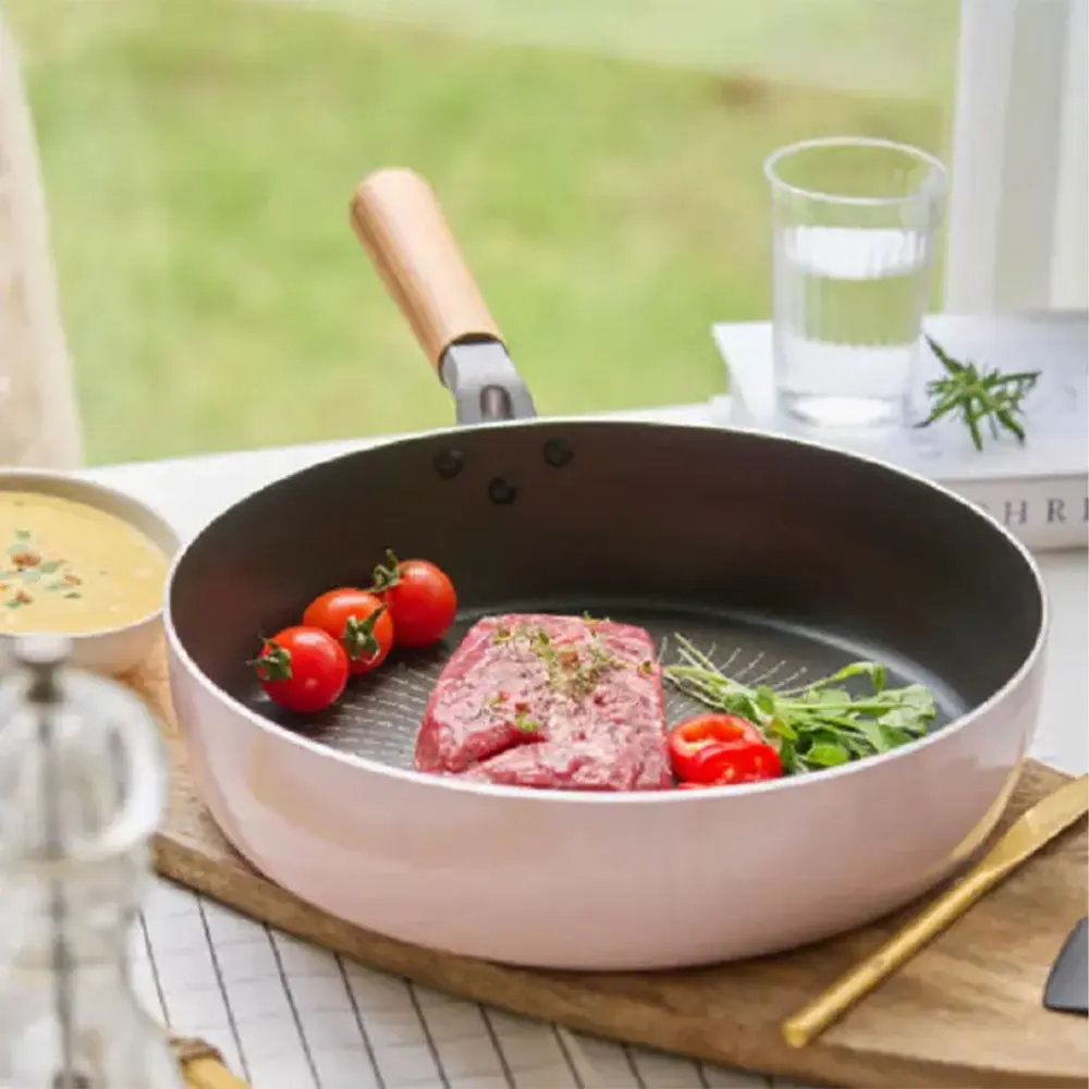 [JINIPAN]KOTRA Fry Pan IH Deep Saute pan 28 Tri Ply Bonded Cookware stainless steel saute pan with Lid Conical Shape