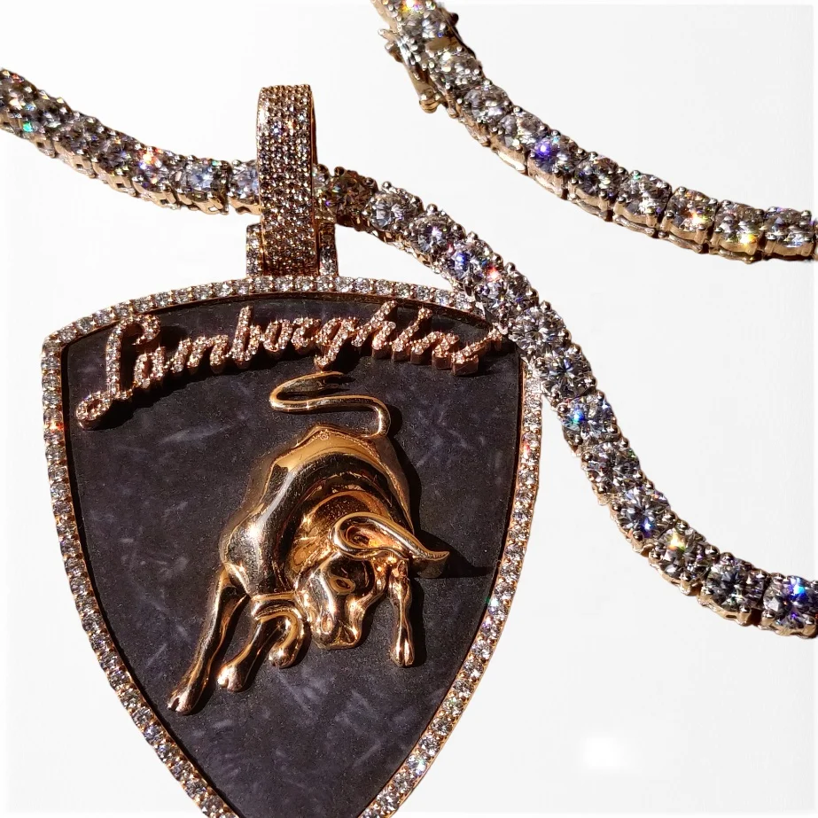 Full Diamond Bull Large Pendant Necklace Signal layer Chain Necklace Tennis Chian Big Diamond