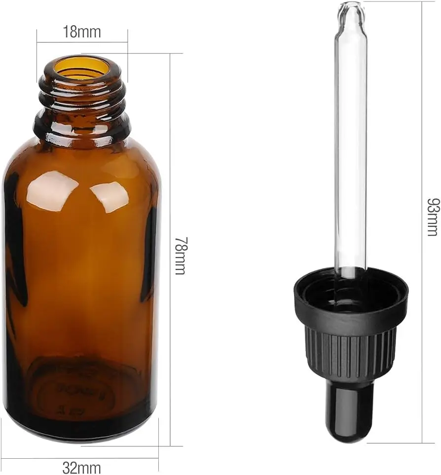Factory OEM 28/410 Ribbed closure plastic dropper cap Straight Tip 2ml clear glass dropper black cap Pipette with large diameter