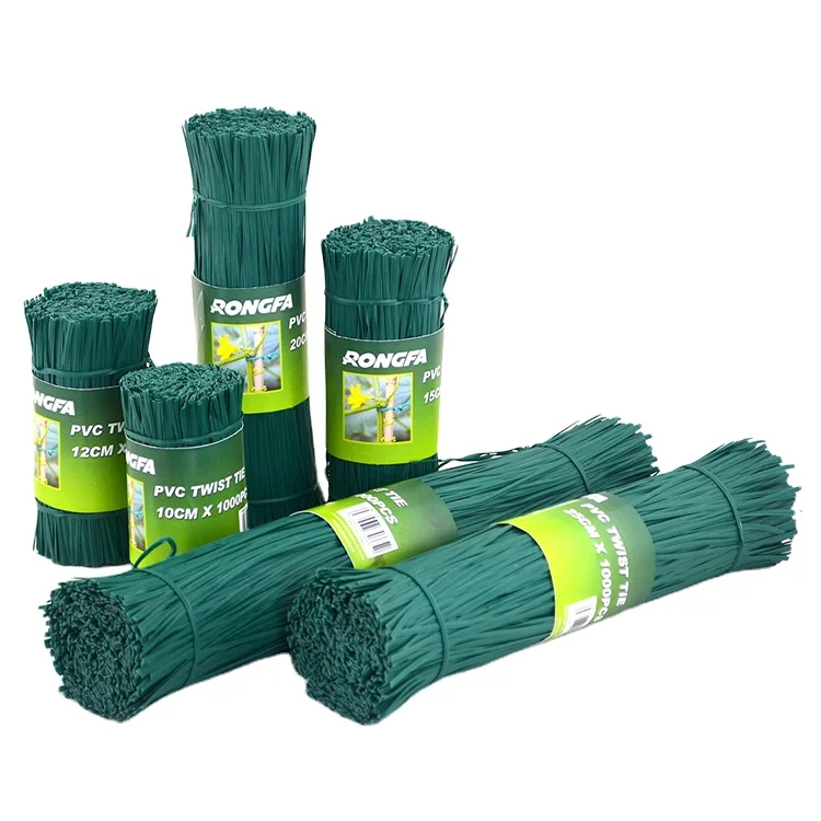 Precut binding twist tie 15 cm Green Plastic Bind Ties 1000 pcs bundle pvc twist tie