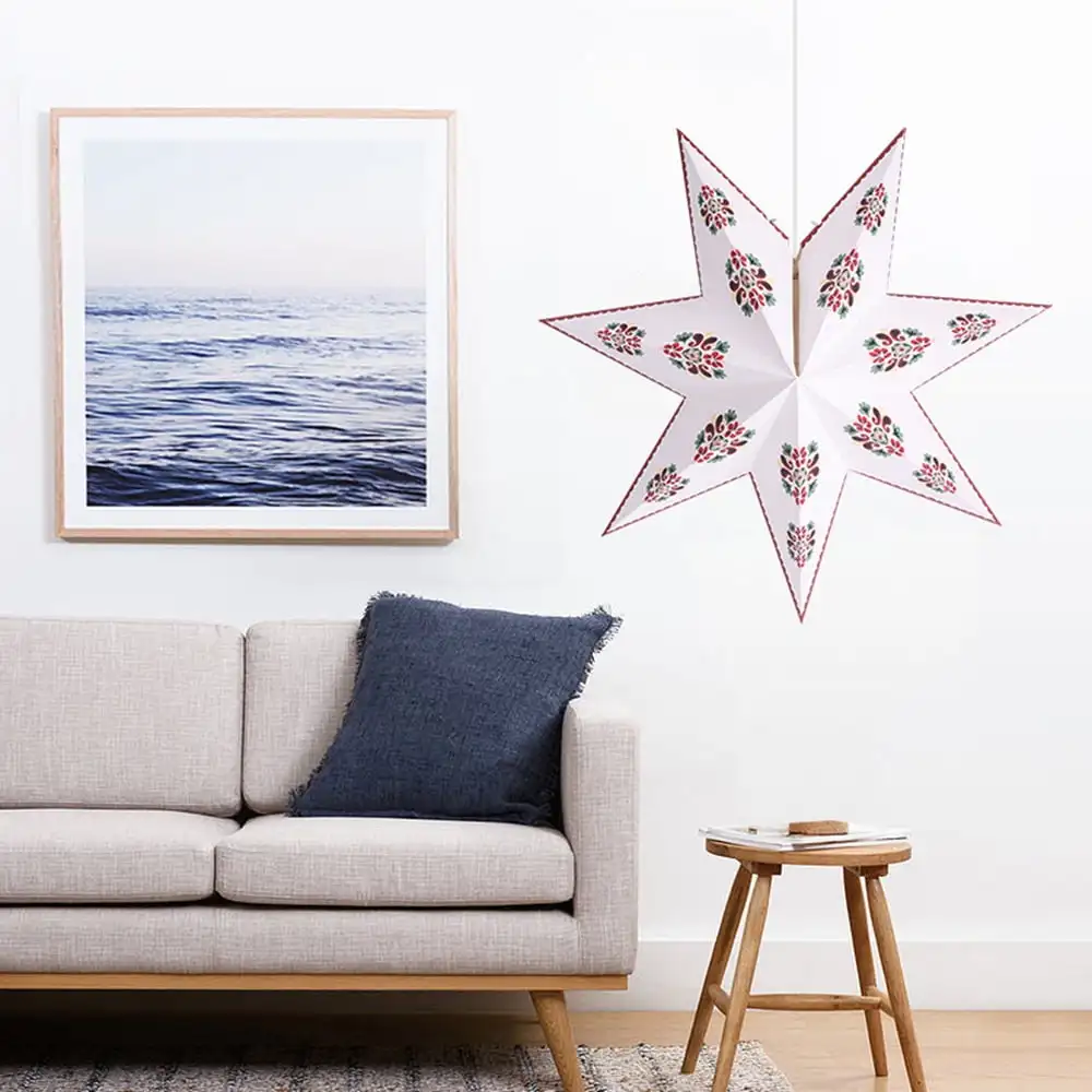 Style White Star Light Pendant Flower Pattern Table Lamp Star Lantern Decoration Shade Paper India Home Decoration Europe Party