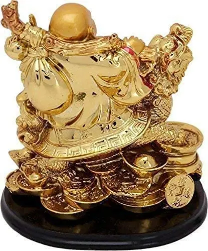 Pack Of 1 Feng Shui Laughing Buddha on Dragon for Good Luck   Vastu Feng Shui Items  Laughing Buddha Gift Blessing Good Luck De