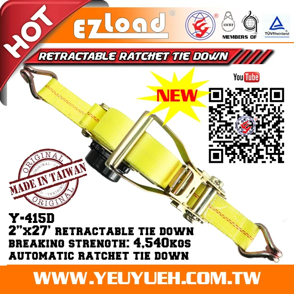 Best Sales Tie Down Strap Retractable Heavy Duty Metal Ratchet Strap With J Hook