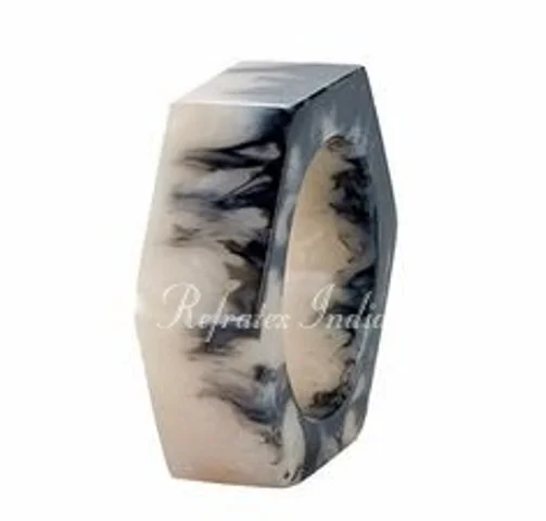 Marble Napkin Rings Set Hexagon Shape Grey Stone Tissue Holder From Refratex India